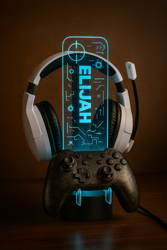 Personalized LED Acrylic Headphone and Controller Stand – Custom Gamer Tag Gift