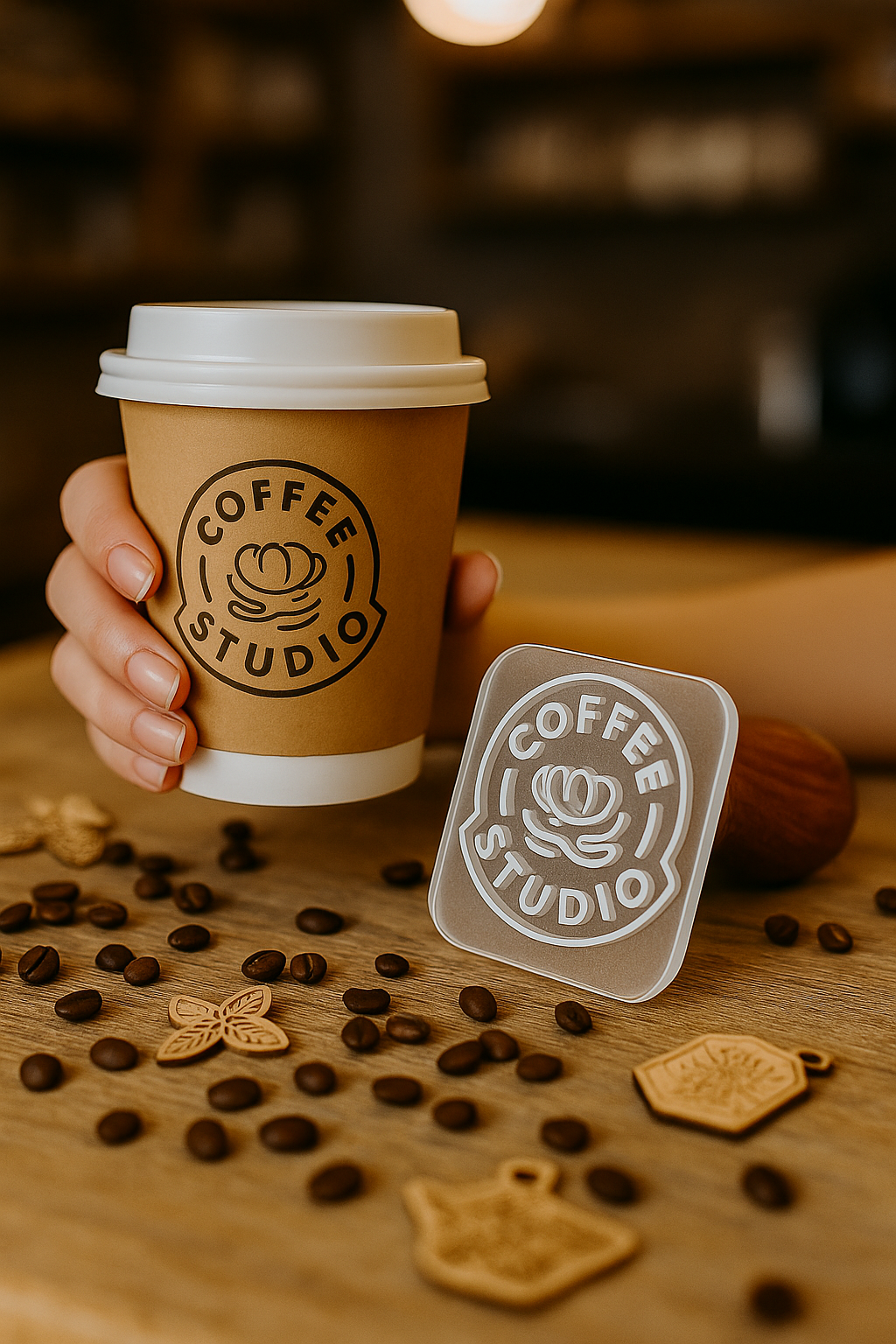 Custom Logo Stamp for Coffee Cups & Sleeves – Personalized Branding Tool for Cafés