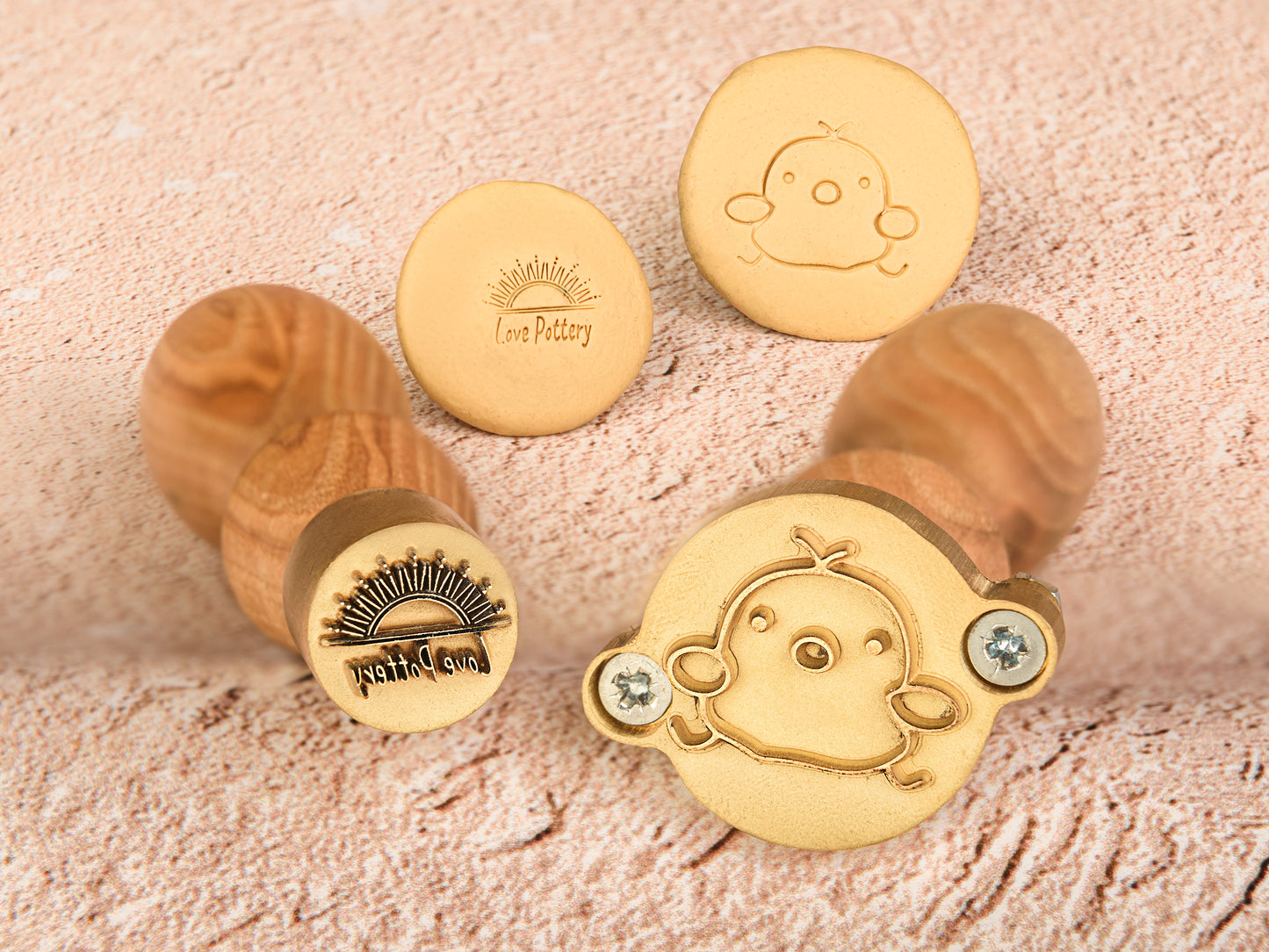 A Custom Engraved 4 inch Metal (Brass) Stamp for Clay - Claystamps