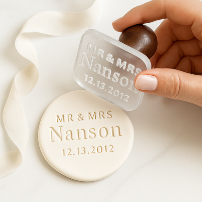Personalized Acrylic Wedding Stamp – Names, Date & Location Engraved