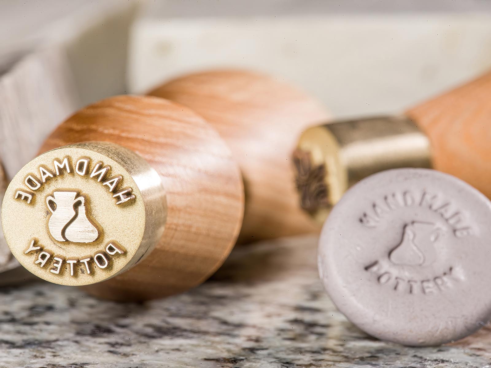 Custom Stamp for Pottery and Soap with Wooden Handle