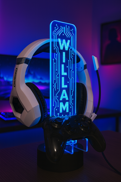 Personalized LED Acrylic Headphone and Controller Stand – Custom Gamer Tag Gift