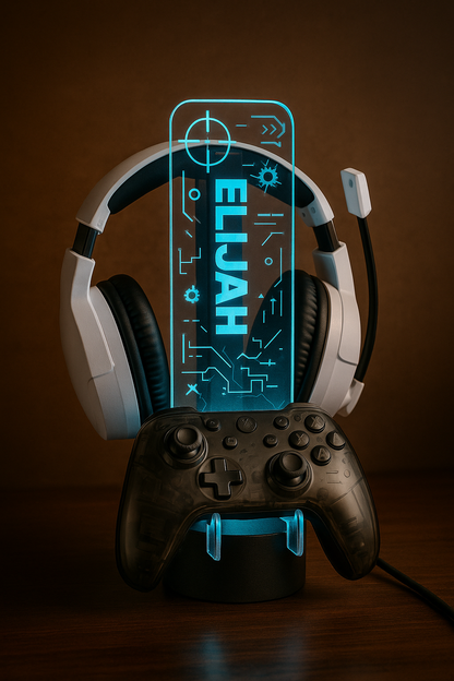 Personalized LED Acrylic Headphone and Controller Stand – Custom Gamer Tag Gift