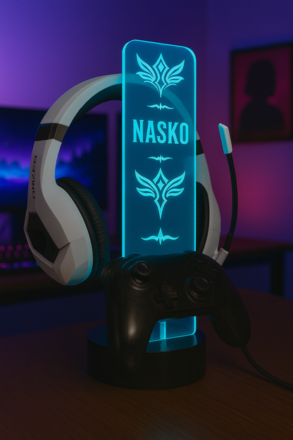 Personalized LED Acrylic Headphone and Controller Stand – Custom Gamer Tag Gift