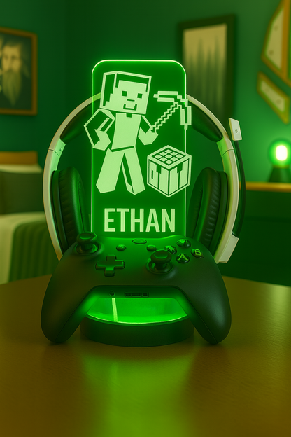 Personalized LED Acrylic Headphone and Controller Stand – Custom Gamer Tag Gift
