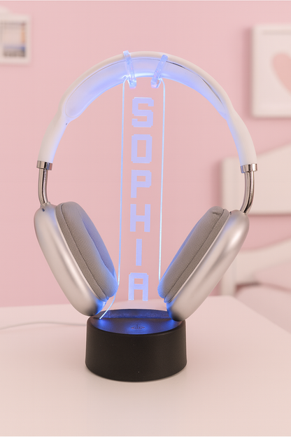 Custom LED Headphone Stand with Name – Personalized Gamer Desk Accessory