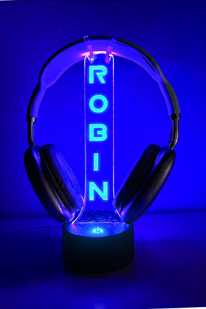 Custom LED Headphone Stand with Name – Personalized Gamer Desk Accessory