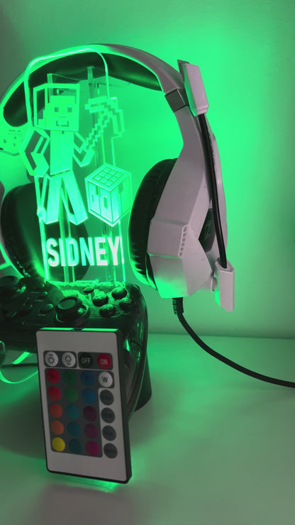 Personalized LED Acrylic Headphone and Controller Stand – Custom Gamer Tag Gift