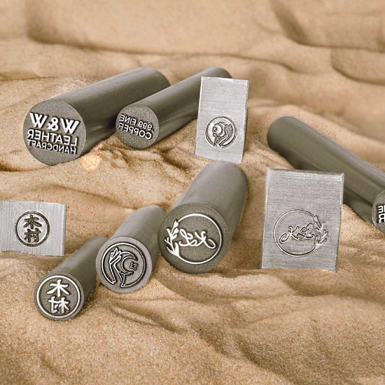 Handhold Metal Die. Custom steel stamps make marking gold, silver, aluminum, copper, zinc, wood, leather, and more as easy as striking a hammer.