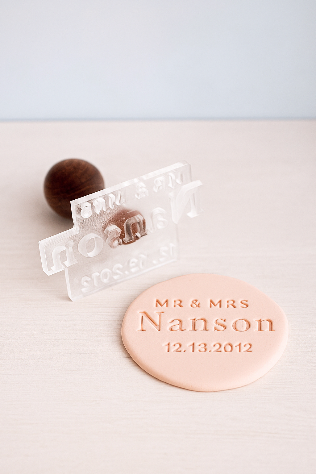 Personalized Acrylic Wedding Stamp – Names, Date & Location Engraved