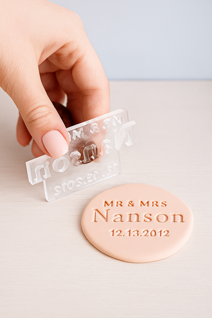 Personalized Acrylic Wedding Stamp – Names, Date & Location Engraved