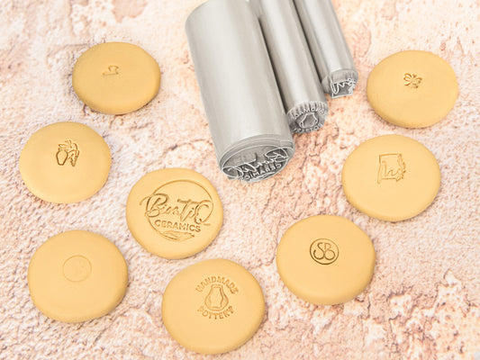 Custom Pottery Clay Stamps are deep engraved for quality marks.
